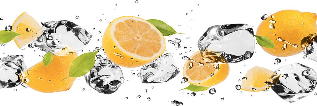 Tulup Küchenrückwand Spritzschutz aus Glas -125x50 -Spritzschutz auf gehärtetes Glas Deko Essen & Getränke Zitrone Wasser