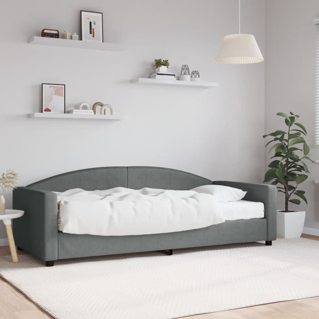 Maison Exclusive - Tagesbett mit Matratze Dunkelgrau 90x200 cm Stoff