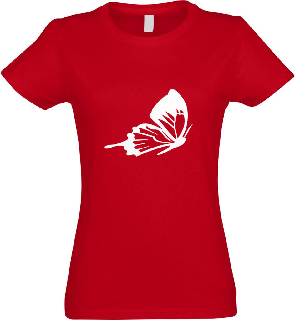 Kiwistar - T-Shirt tailliert - Damen - rot - Schmetterling Nr 5 - mit Motiv Bedruckt - Funshirt Design - Sport - Freizeit - Damen - XXL