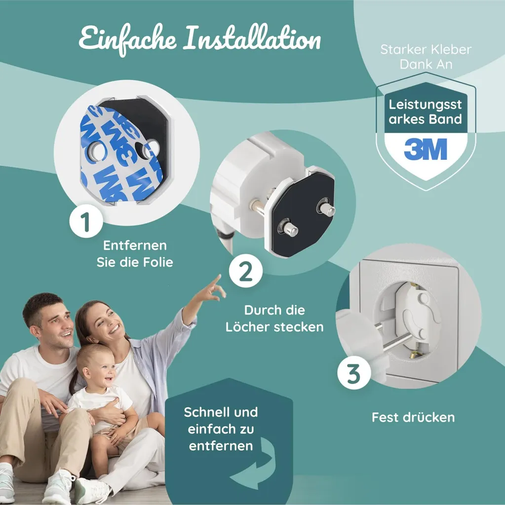 Protéger les Prises Électriques du Bébé - Set de 20 Protections Noires Fixes