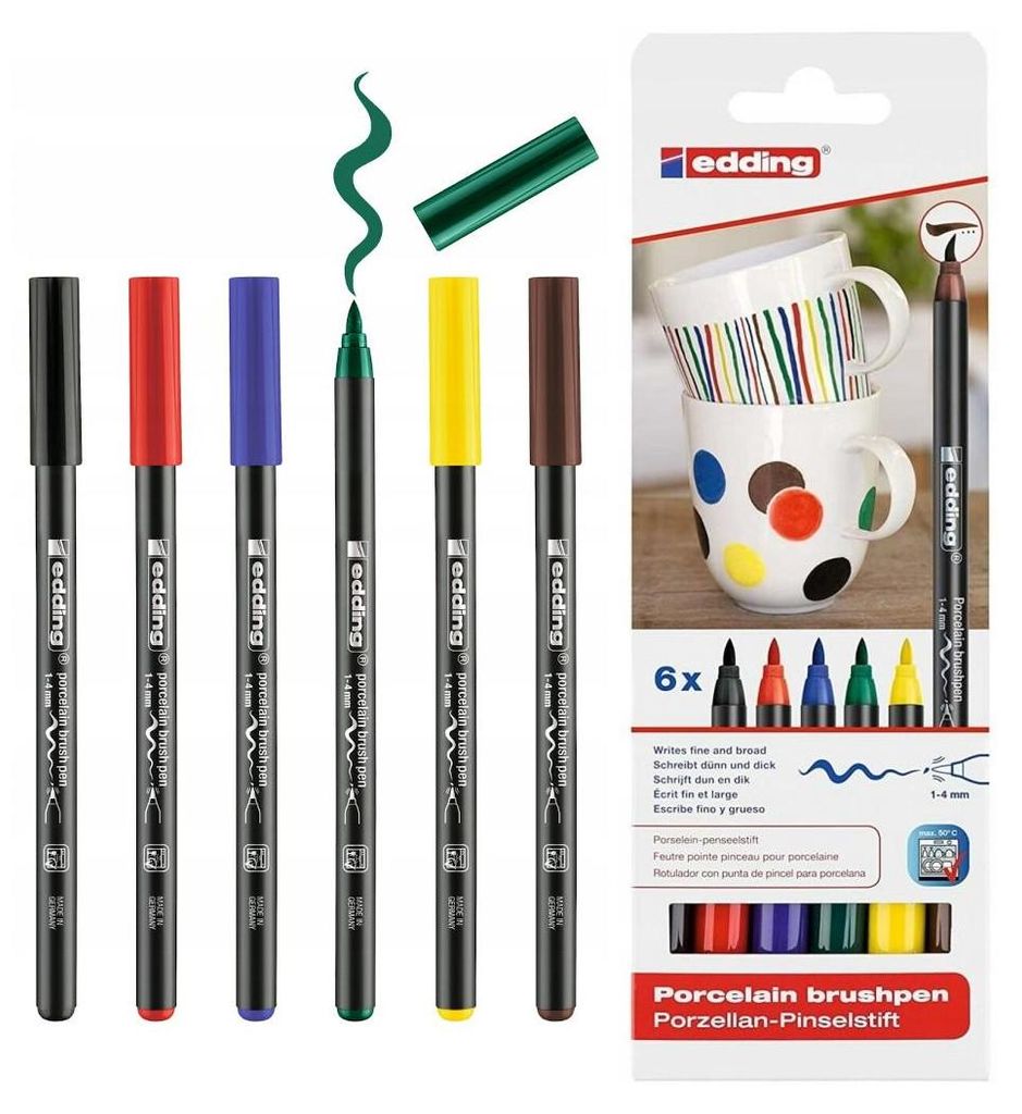 Edding 4200, Schwarz, Blau, Braun, Grün, Rot, Gelb, Produktbild 