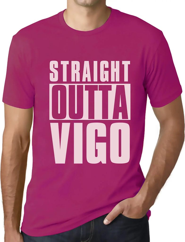 Herren Grafik T-Shirt Straight Outta Vigo Öko-Verantwortlich Vintage Jahrgang Kurzarm Lustige Druck Geburtstag Geschenk Mann