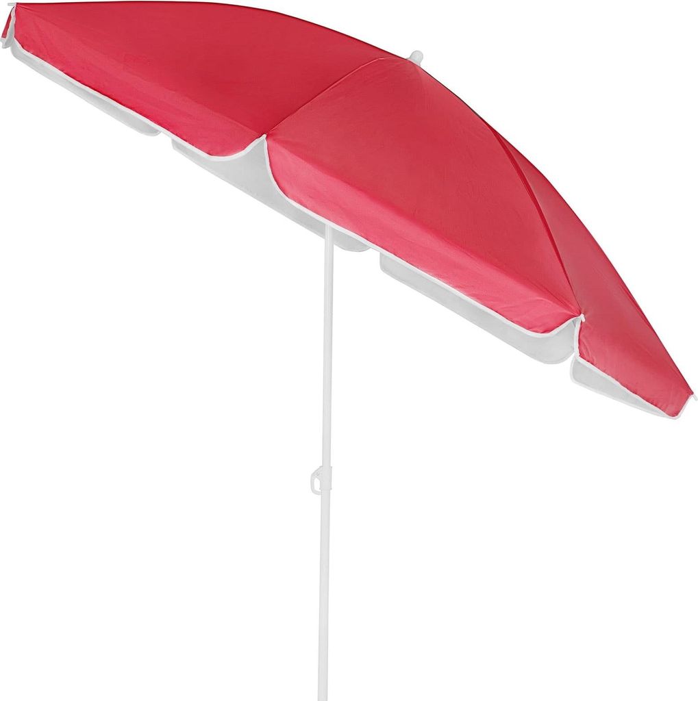 Roter, 2 m großer, neigbarer Sonnenschirm, höhenverstellbar, Stahlrahmen