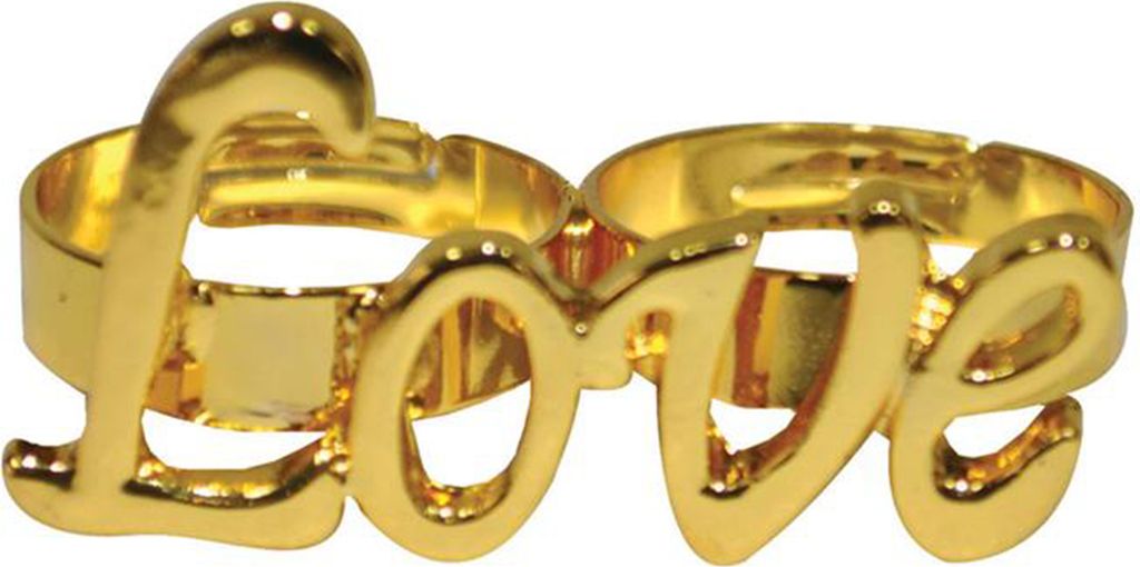 Hippie Ring Love Kostümaccessoire gold - Einheitsgröße Produktbild 