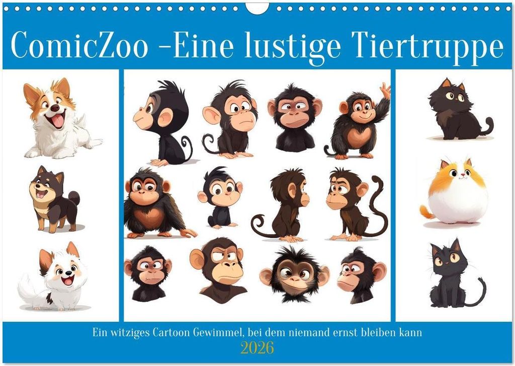 ComicZoo - eine lustige Tiertruppe (Wandkalender 2026 DIN A3 quer), CALVENDO Monatskalender