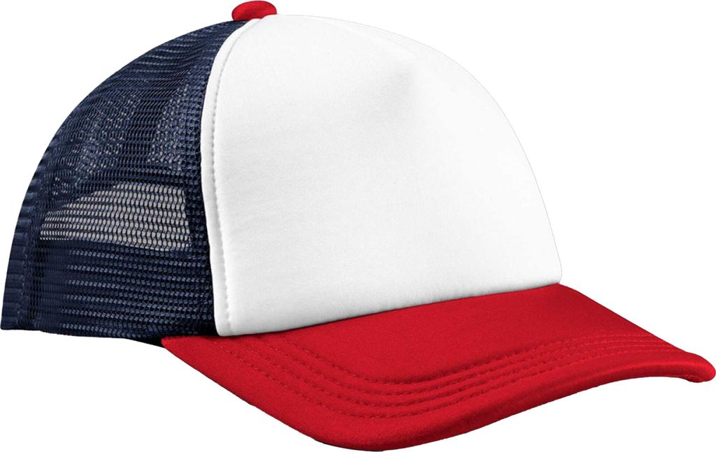 Beechfield - Trucker Cap für Herren/Damen Uni, 5 Segmente BC6962 (Einheitsgröße) (Marine/Rot)