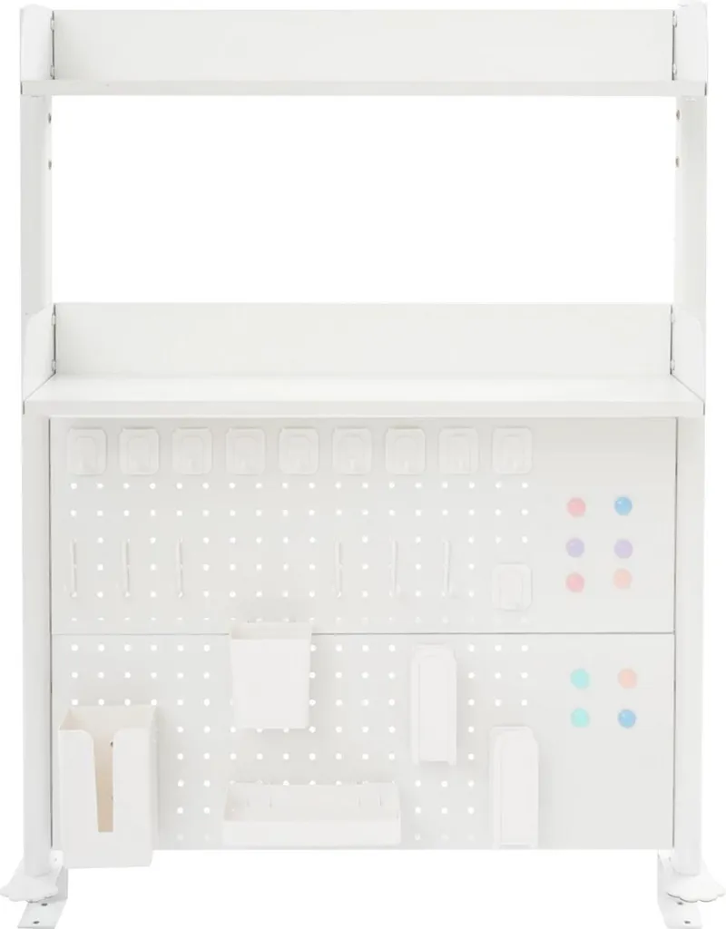 Organisateur Pegboard de bureau à pince en bois blanc avec 3 étagères