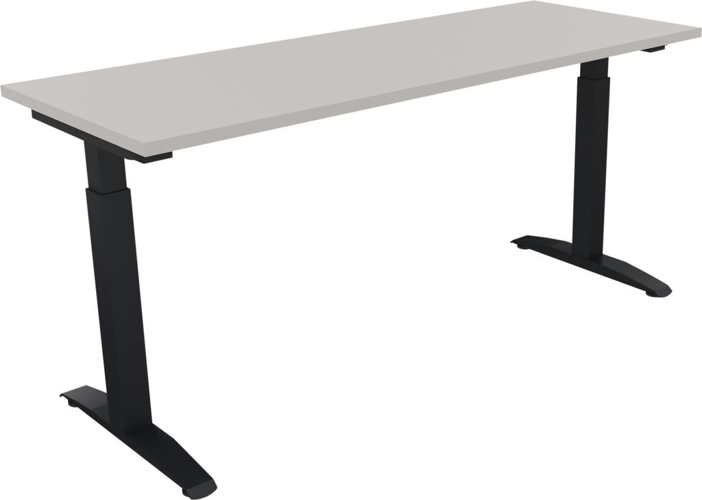 Schreibtisch Kufe Einzels. Quadrat B1600xT600xH650-850 an/Lichtgrau