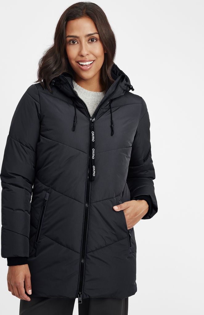 OXMO OXJunchen Damen Winterjacke Damenjacke Jacke mit Kapuze Eingrifftaschen Reißverschluss Regular fit