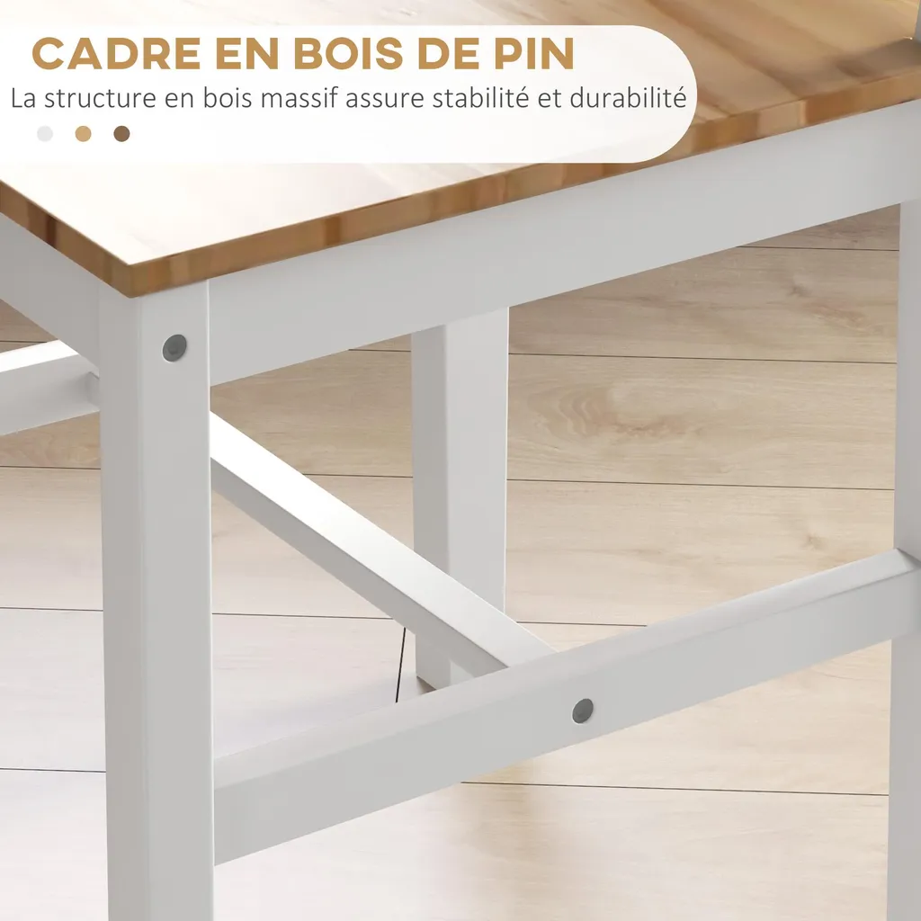 Lot de 4 chaises design style maison de campagne blanches pour séjour