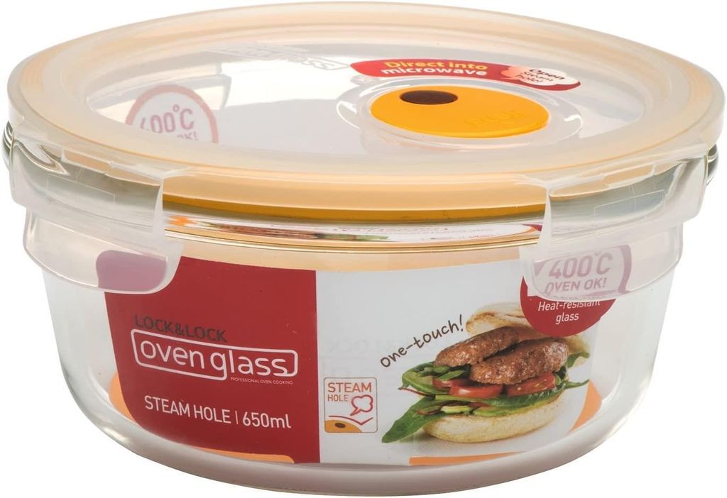 Neuerts Vorteilset: 6 x LocknLock oven glass Euro Steam Hole 650ml Ø 155 x 75 mm (solange vorrätig) LLG831T und Geschenk + Spende