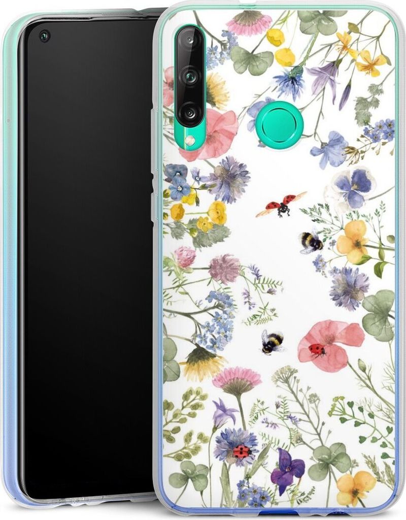 DeinDesign Handyhülle für Huawei P40 Lite E Silikon Hülle Case Smartphone Schutzhülle Biene Blumen Muster