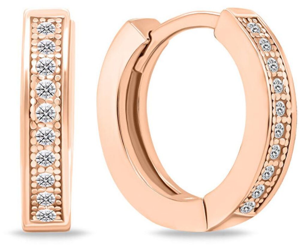 Bronze hoop earrings with zircons EA668R