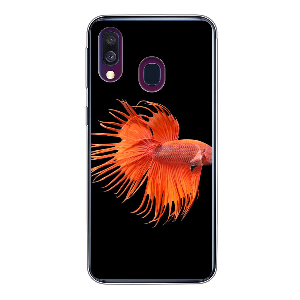 MuchoWow Handyhülle Schutzhülle Hülle für Samsung Galaxy A40 Fische - Wilde Tiere - Schwarz Silikon Softcase Handy Hülle - Handy-Tasche