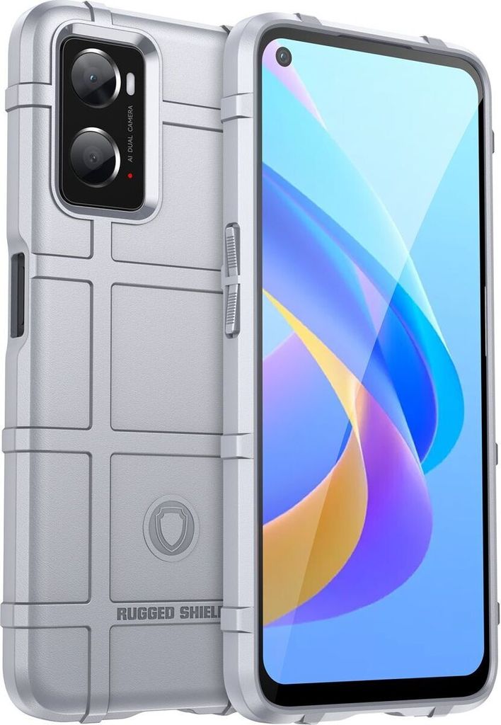 Mobigear Rugged Shield Realme 9i Hülle Flexibles TPU Backcover Stoßfest - Grau