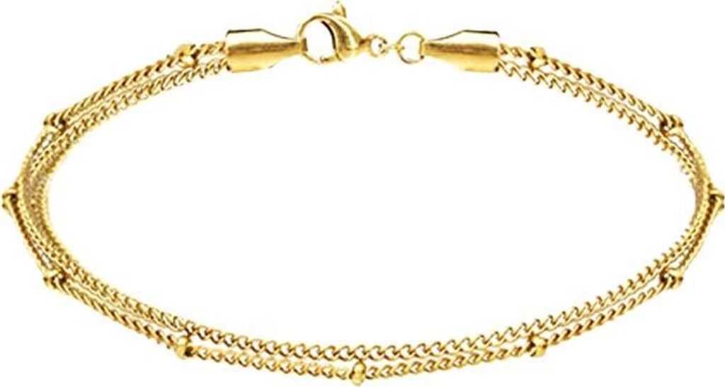 viva-adorno 19cm Edelstahl Damen Armband Damenarmband Edelstahlarmband Armkette Gliederkette SB15_D1, gold 19cm