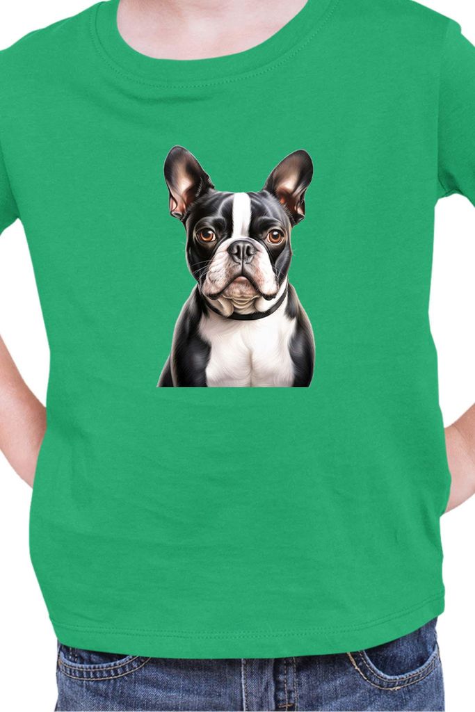 Kinder T-Shirt Dogs Breeds Boston Terrier Dog Breed 007, 5-6 Jahr - 116 / Grün