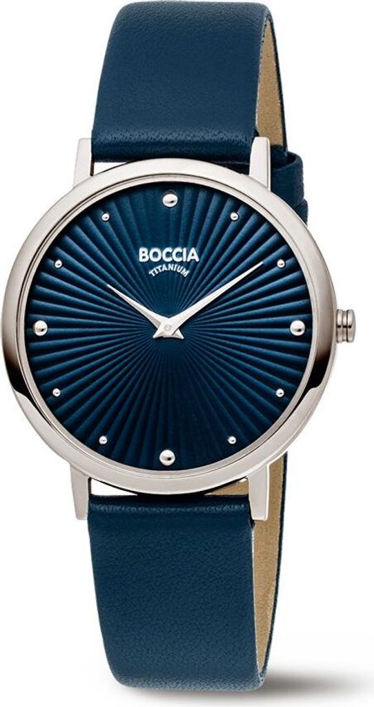 BOCCIA Damenuhr Trend Reintitan Dunkelblau Lederband Produktbild 3