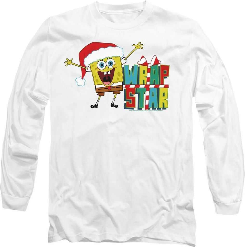 SpongeBob SquarePants - "Wrap Star At Christmas" T-Shirt für Herren/Damen Uni TV10534 (S) (Weiß)