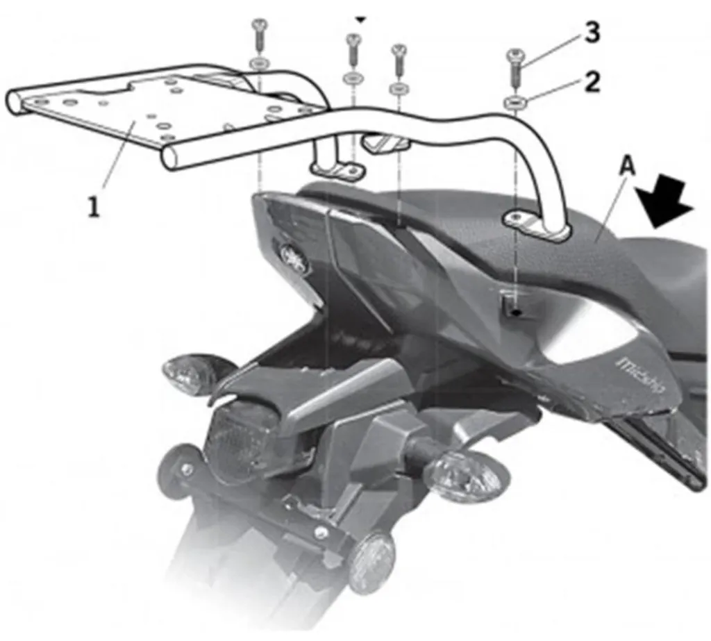 Fixation de Top Case SHAD Yamaha - Kit de Montage Bagagerie Moto Noir