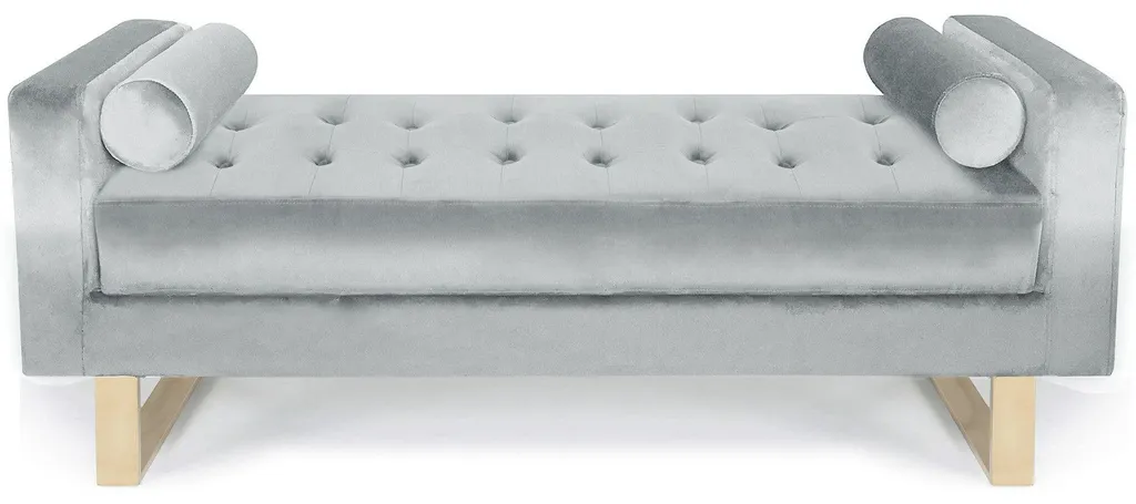 Banquette d'Entrée Shell Velours Argent - Siège d'Appoint Scandinave