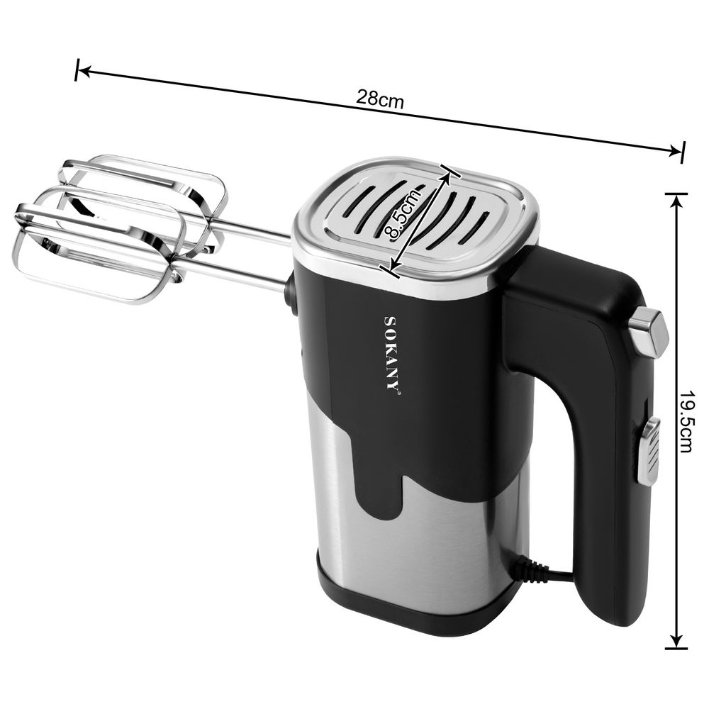 Handmixer Elektrischer 800W Handrührgerät Edelstahlkneter Handmixer mit 5 Geschwindigkeitsstufen, 2 Schneebesen und 2 Knethaken für Eier Teig Ku...