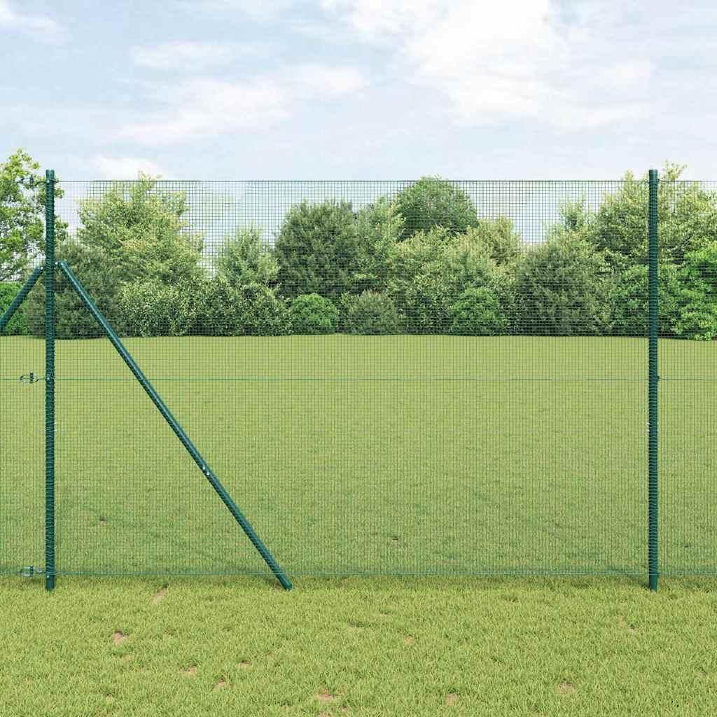 Zaunpfosten Grün 50 x 1,4 m (12 x 12 mm Netz) Stahl und PVC