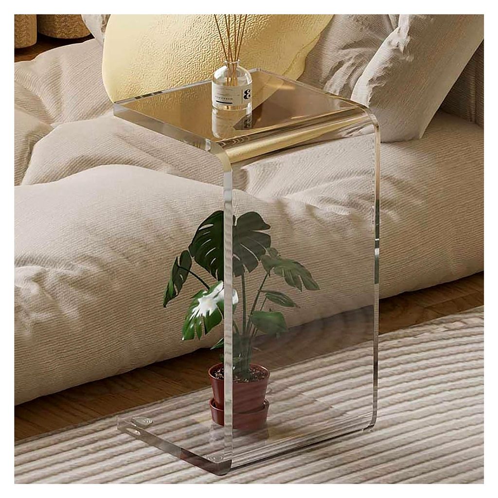 Acryl Beistelltisch, U-förmiger kleiner Tisch, transparenter Nachttisch, Badezimmerhocker, Couchtisch für Schlafzimmer und Wohnzimmer (Farbe: Kla...