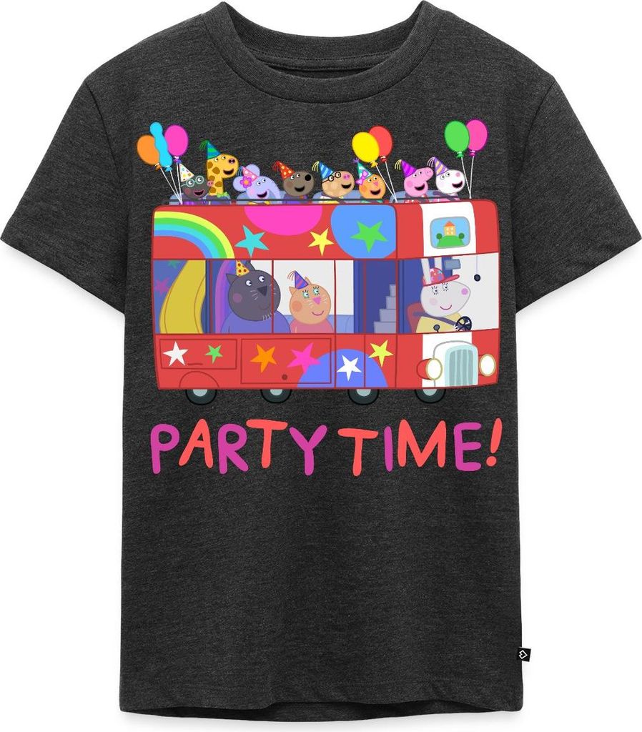 Spreadshirt Peppa Pig Design Party Time Mit Peppa Kinder Premium T-Shirt, 110/116 (4 Jahre), Anthrazit meliert
