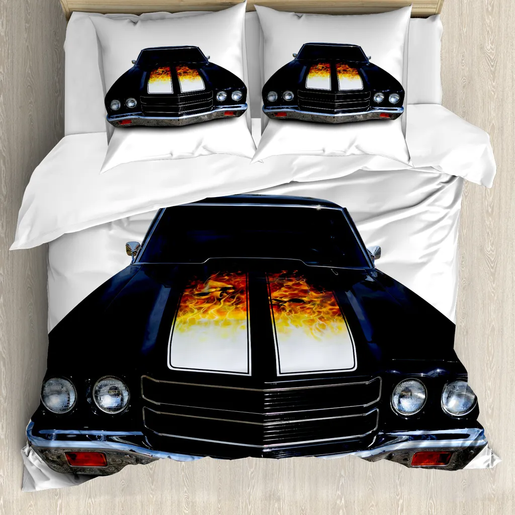 ABAKUHAUS Copripiumino Vintage Auto Fiamma 155x220 - Biancheria Letto