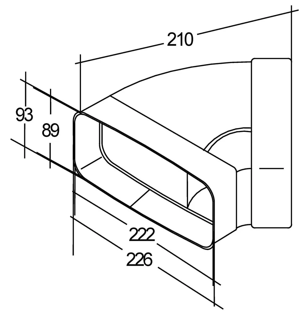 OptimAIRo 150 Coude horizontal 45° pour installation de hotte N20057
