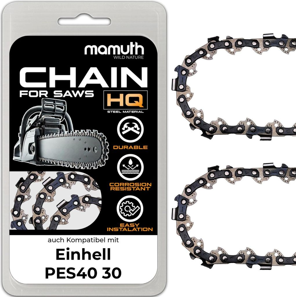 2x Sägekette Kettensäge 40cm 1,1mm 3,8" 57TG für Einhell PES40 30