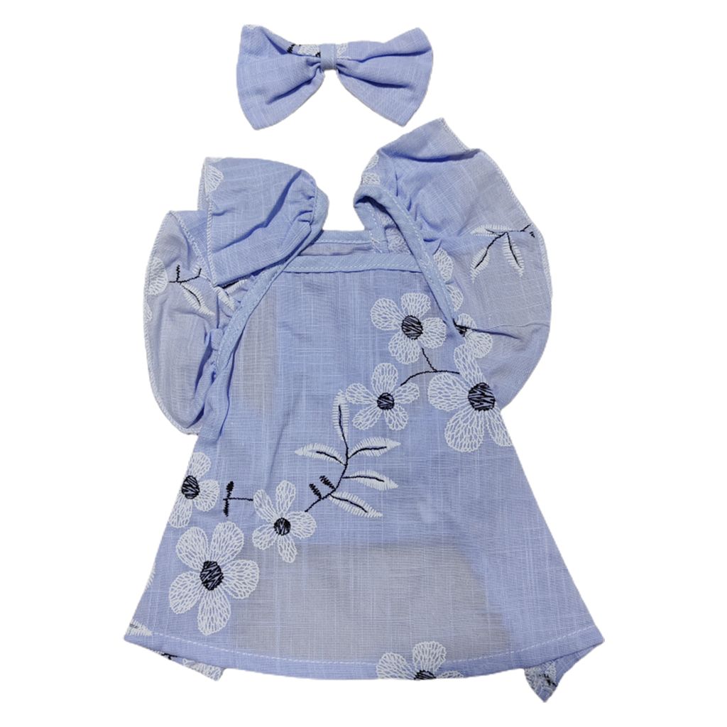 Hundekleid, extra weich, atmungsaktiv, exquisites Muster, ärmellos, waschbar, Hundekleid aus Baumwolle mit Blumendruck und Schleifenkopfbedeckung,...
