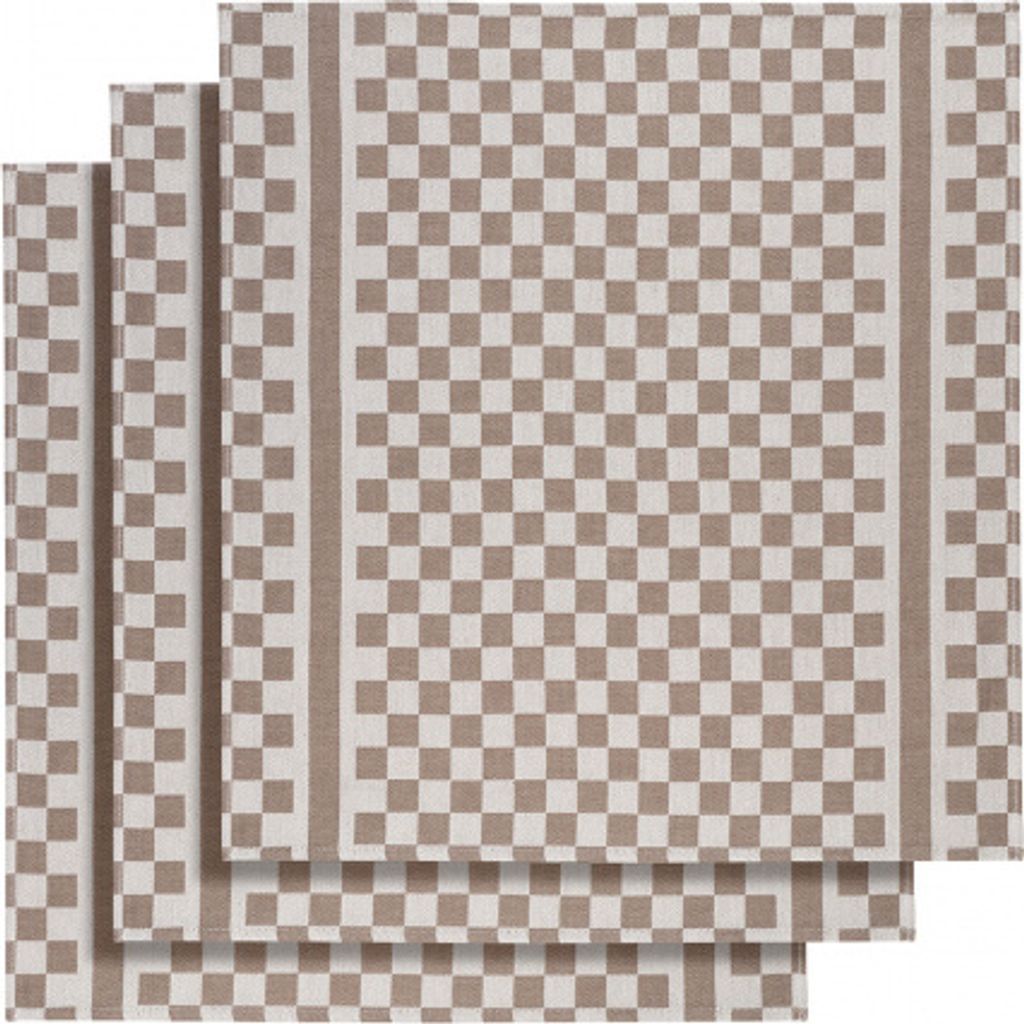 küchentuch 65x70 cm Baumwolle weiß/braun 3 Stück