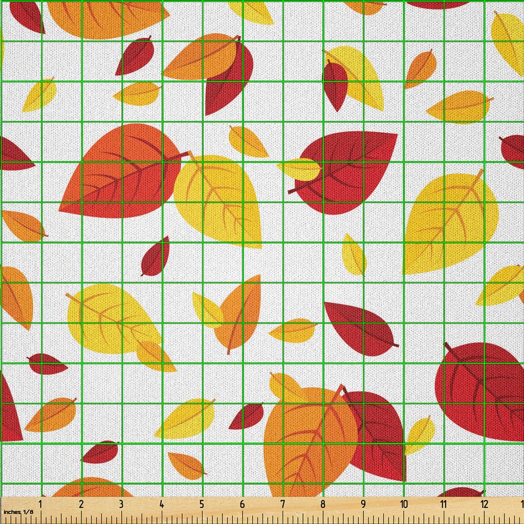 ABAKUHAUS Blatt Microfaser Stoff als Meterware , Bunter Fall Herbstlaub Auf Weißem Hintergrund Saison Design Moderner Grafik, 3 M (230 x 300 cm), ...