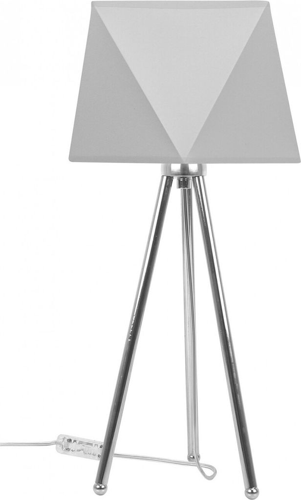 Light-Home Lampenschirm Tischlampe Modern - Elegante Nachttischlampe für Schlafzimmer Wohnzimmer - Tischleuchte E27 - 46x22,5 cm - Chrom und Hellg...