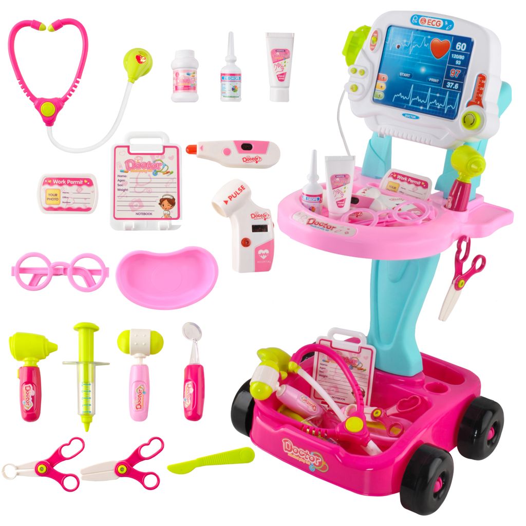 Kinderspielzeug Kinder Arzt Spielset mit viel Zubehör für Kinder Geschenk pink 