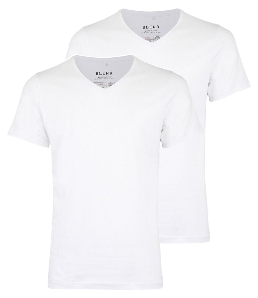 Blend Shirt Einfarbige T-Shirts im 2 Pack mit V-Neck, ohne Aufdruck in Regular Fit