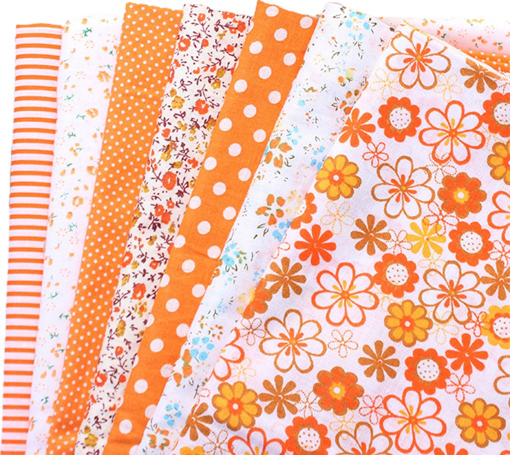 1 Set Patchwork -Stoff glatte Oberfläche ohne Geruch Baumwollverpackung nähen Handwerksstoffe für Zuhause-Orange