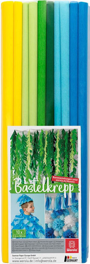 WEROLA Krepppapier Maritim farbsortiert 31 g/qm 10 Rollen