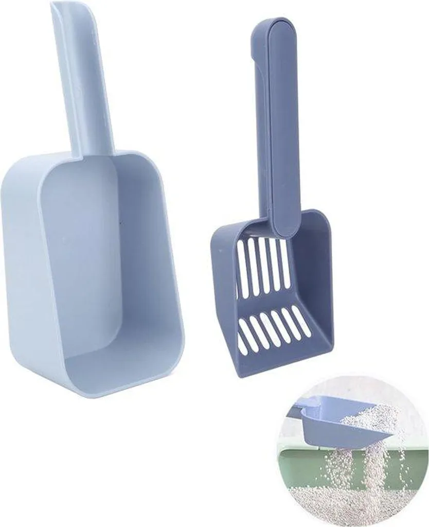 Racloir litière ergonomique bleu idéal pour bac de chat grand format