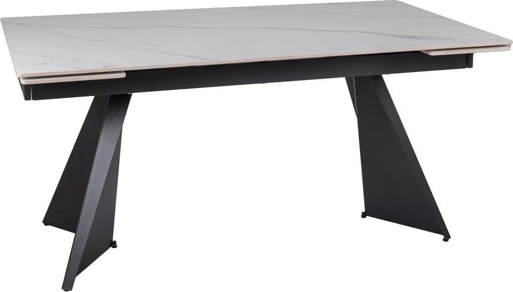 Esstisch Säulentisch Laconi Ceramic 160-220x90x75cm weiß Marmor matt schwarz matt ausziehbar