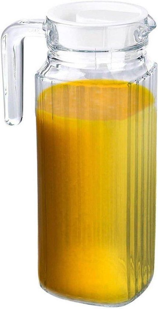 Klarer Glas-Krug mit Deckel, 1,1L, für Saft, Wasser, Cocktails