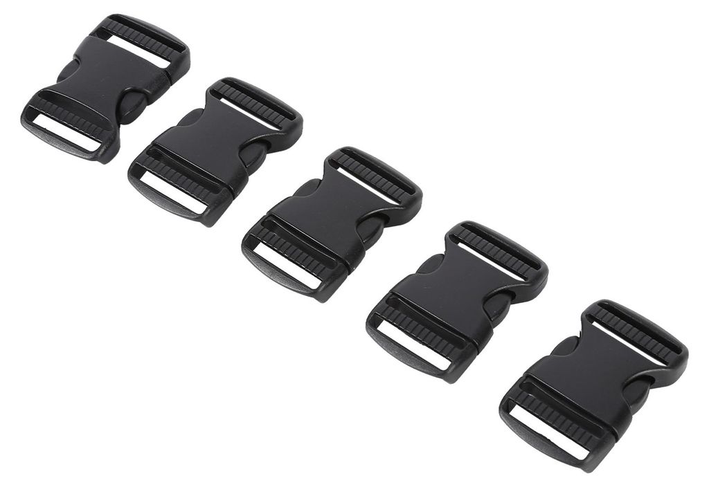 5 Stück Schnellverschluss-Schnalle aus Kunststoff mit zwei verstellbaren Riemen, Ersatz-DIY-Handwerk für Rucksack, Schwarz, für 25 mm Breite