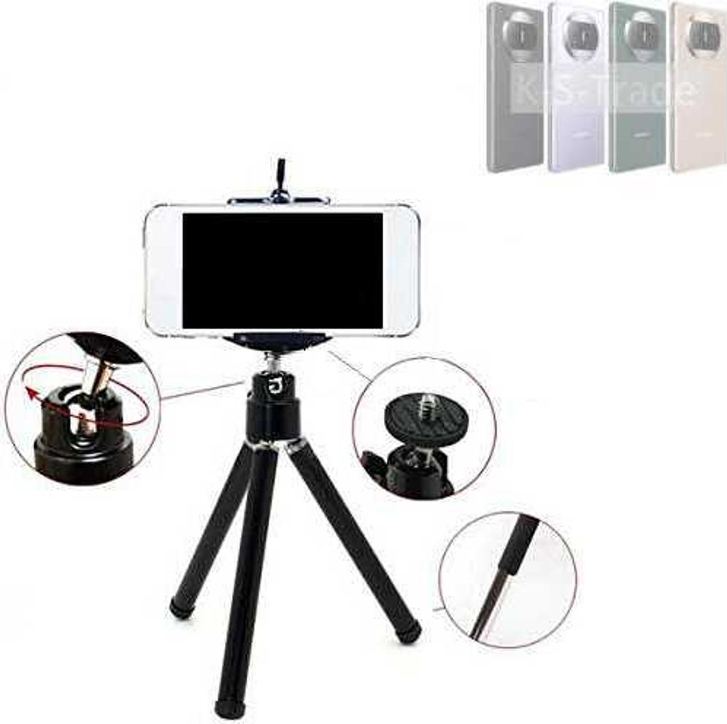 K-S-Trade Smartphone Stativ Dreibein kompatibel mit Huawei Mate X3 Tripod aus Aluminium Klemmstativ Stativ Adapter für Mobiltelefone schwarz 1x