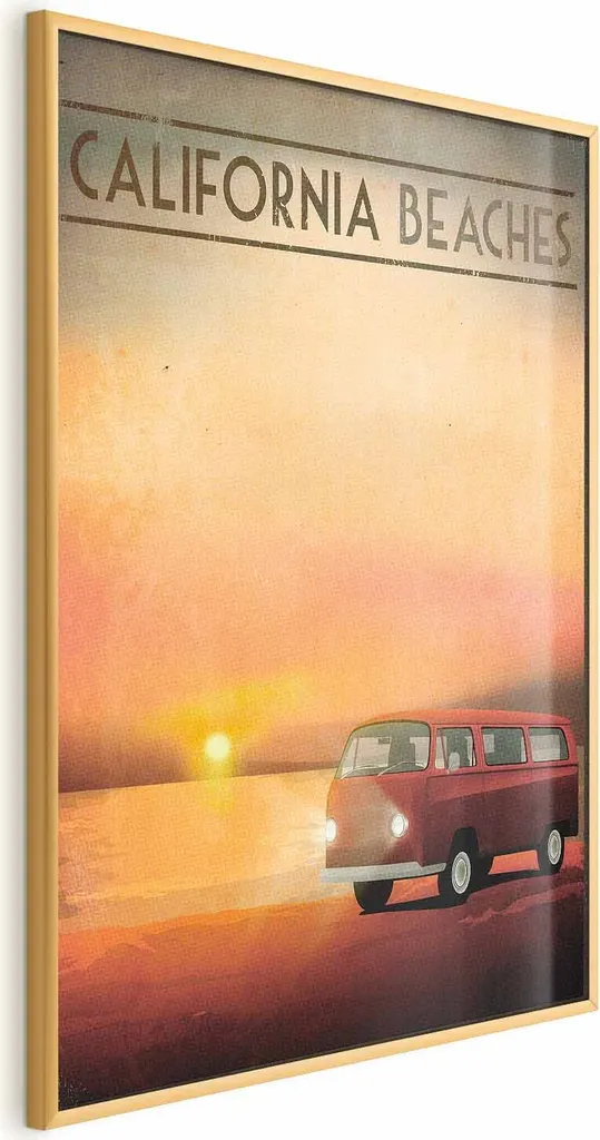 Quadro di Lusso California 40x60 con Cornice Oro - Design Senza Margine