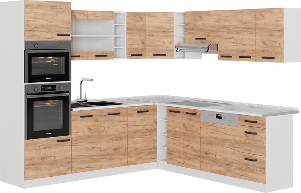 Eckküche Vicco R-Line Goldkraft Eiche 247 x 60 cm AP Eiche, Model 52239
