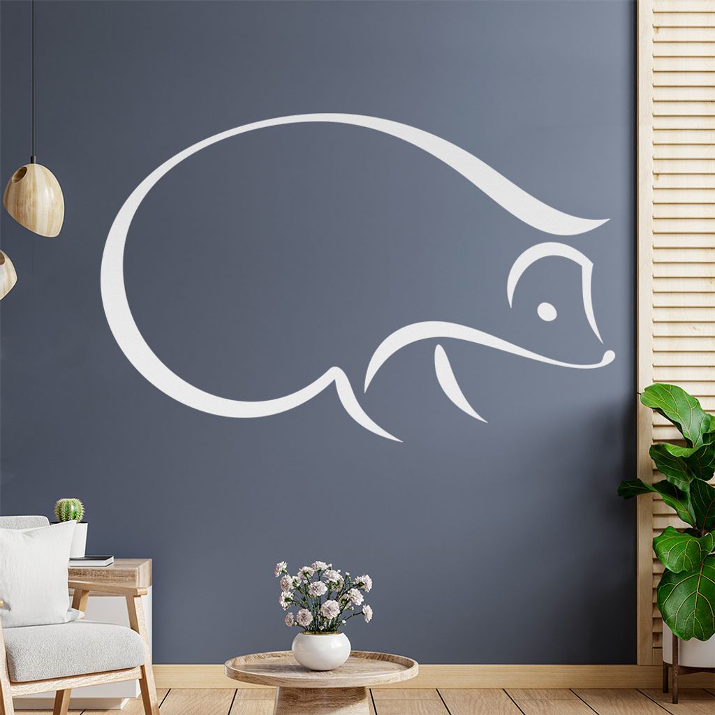 igel Linien Wandtattoo in 6 Größen - Wandaufkleber Wall Sticker - Dekoration, Küche, Wohnzimmer, Schlafzimmer, Badezimmer