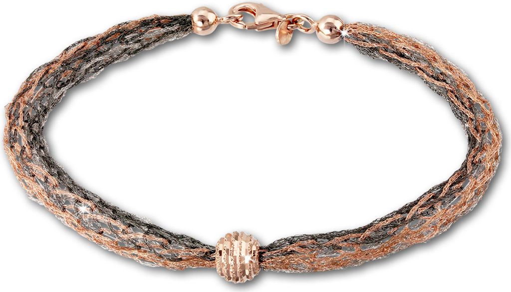 SilberDream Damen-Armband Kugel 925 Silber Schmuck 20,5cm schwarz rose SDA1001E