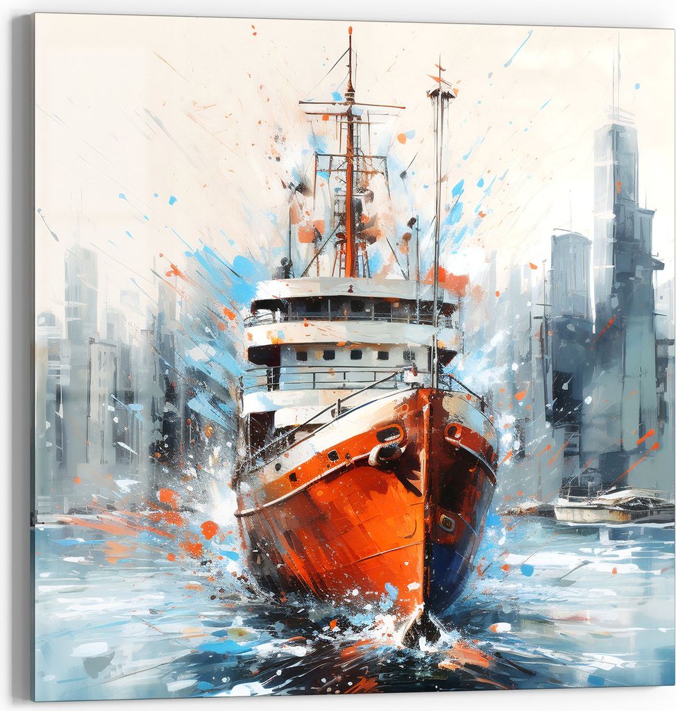 DEQOART Glasbild Echtglas 30x30 cm 'Maritime Metropole' Wandbild Bild modern Deko